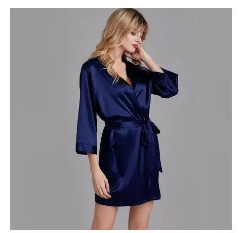 Summer Wedding Robe Satin Chinese Bride Nightgown Sexy Kimono Bathrobe Gown Negligee - Urban Heaven Co