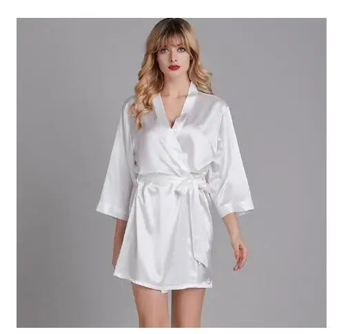 Summer Wedding Robe Satin Chinese Bride Nightgown Sexy Kimono Bathrobe Gown Negligee - Urban Heaven Co