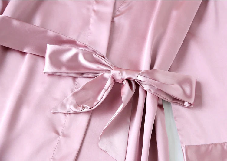 Summer Wedding Robe Satin Chinese Bride Nightgown Sexy Kimono Bathrobe Gown Negligee - Urban Heaven Co