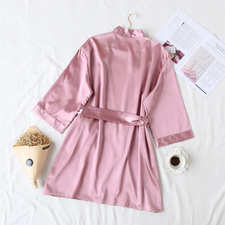 Summer Wedding Robe Satin Chinese Bride Nightgown Sexy Kimono Bathrobe Gown Negligee - Urban Heaven Co