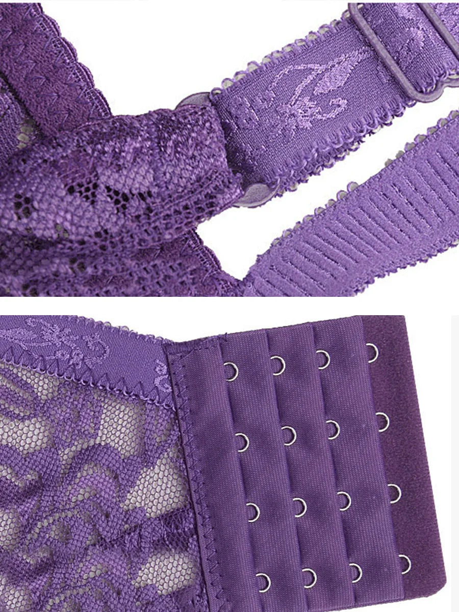 Hot Full Cup Plus Size Wireless Lace Bra - Adjustable Thin Underwear for B C D Cup Large Sizes - Urban Heaven Co