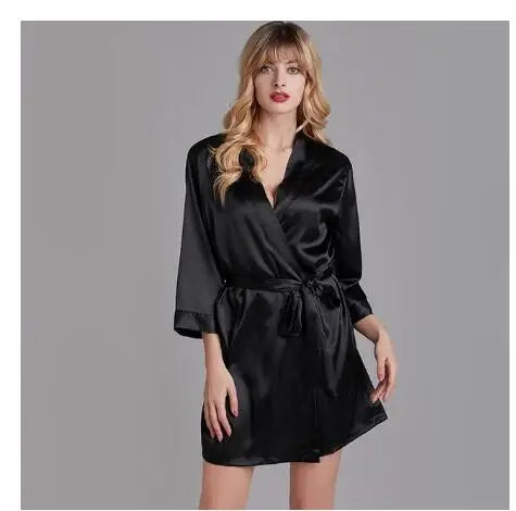 Summer Wedding Robe Satin Chinese Bride Nightgown Sexy Kimono Bathrobe Gown Negligee - Urban Heaven Co