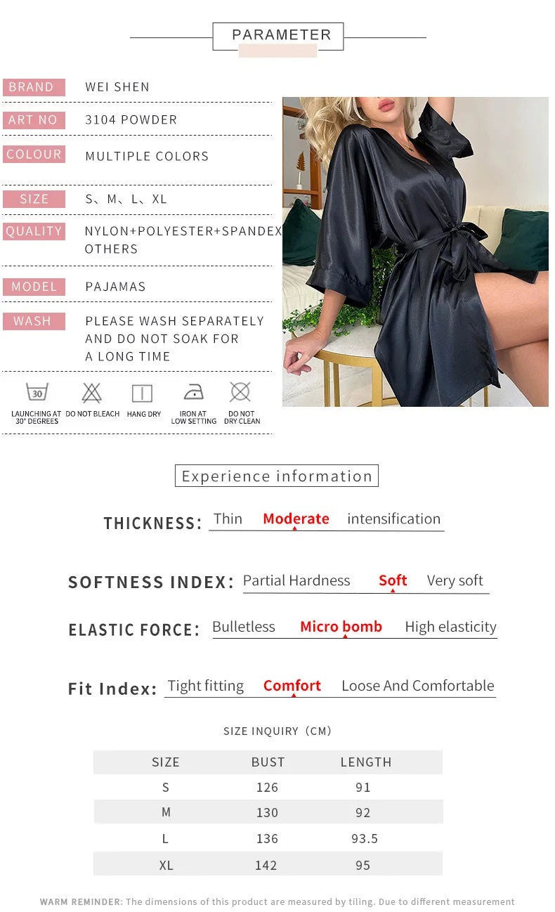 Silk Bathrobe for Women - Spring Summer Long Sexy Cardigan Home Dress - Urban Heaven Co