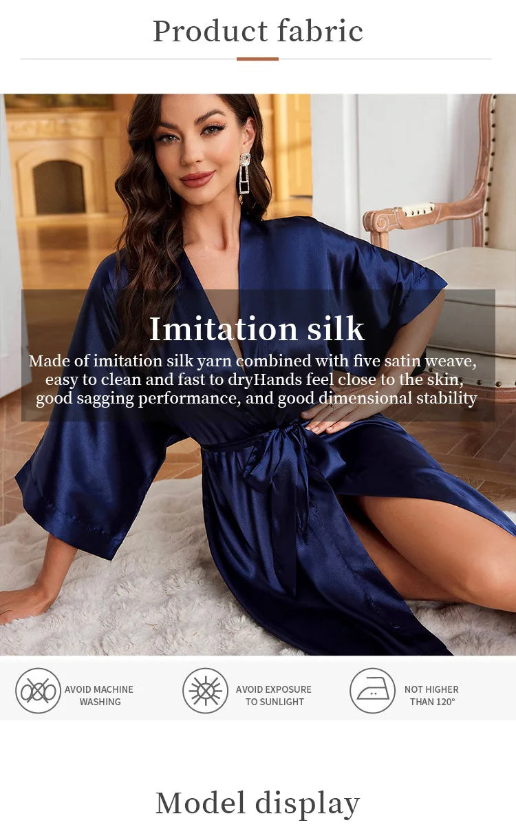 Summer Lace-Up Bathrobe Women – Sexy Ice Silk Gown & Morning Robe for Home - Urban Heaven Co