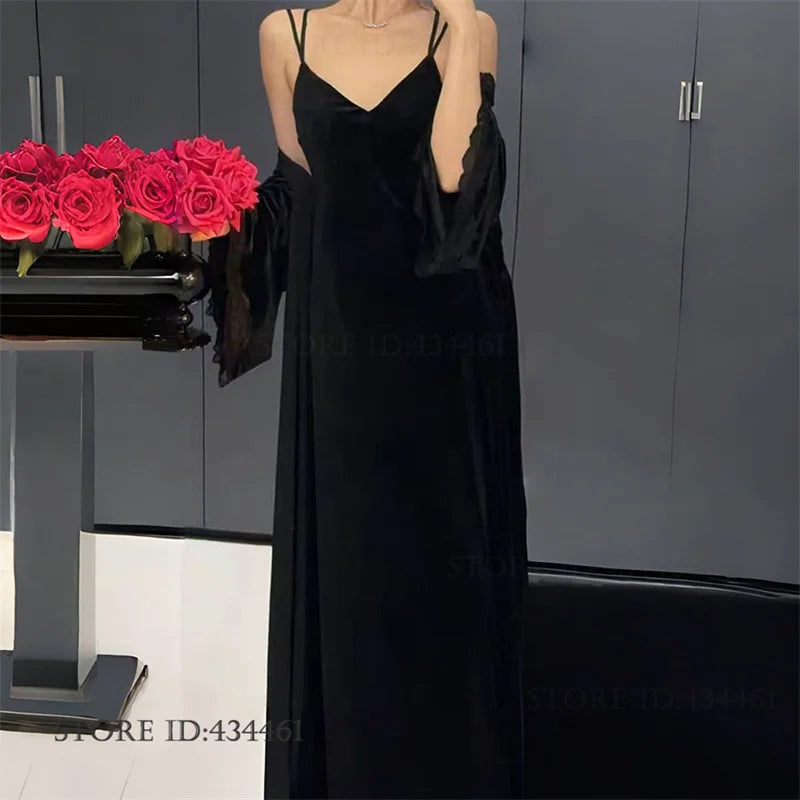 Burgundy Velvet Bride Wedding Long Robe Nightgown Set Negligee Elegant Lace Backless Nightdress Bathrobe Homewear Sexy Lingerie - Urban Heaven Co