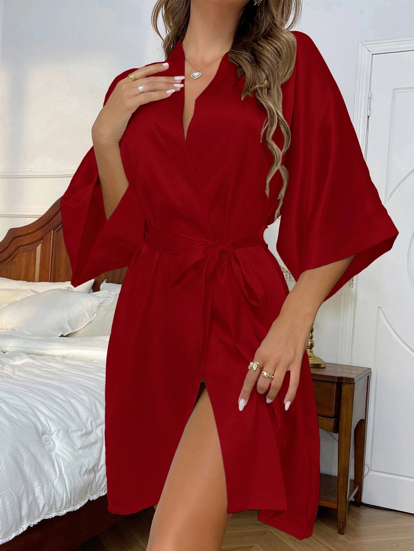 Silk Bathrobe for Women - Spring Summer Long Sexy Cardigan Home Dress - Urban Heaven Co