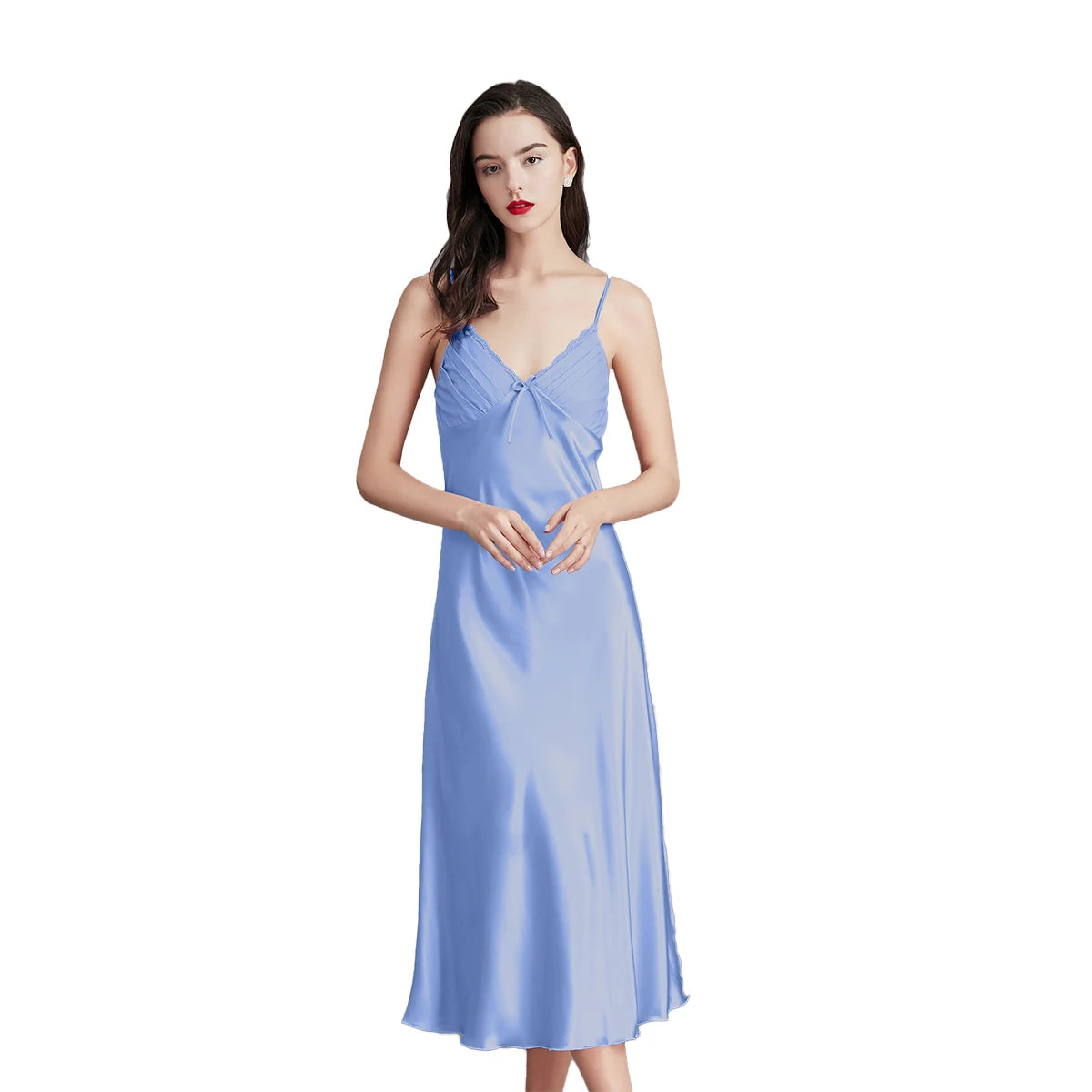 Nightgowns For Women Long Sleeveless Night Gowns Satin Silk Chemise Lingerie Slip Dress Sexy Nightwear Sleep Shirt for Ladies - Urban Heaven Co
