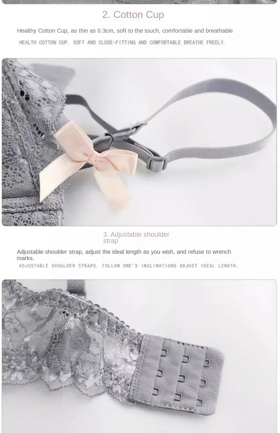 MOYISU French Romantic Lace Comfortable Breathable Sexy Tushy Slim Bra - Urban Heaven Co