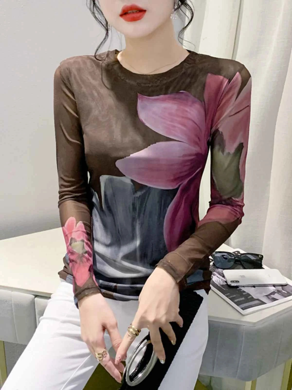 S-4XL Autumn Winter Double-Layer Mesh T-shirt Female. - Urban Heaven Co