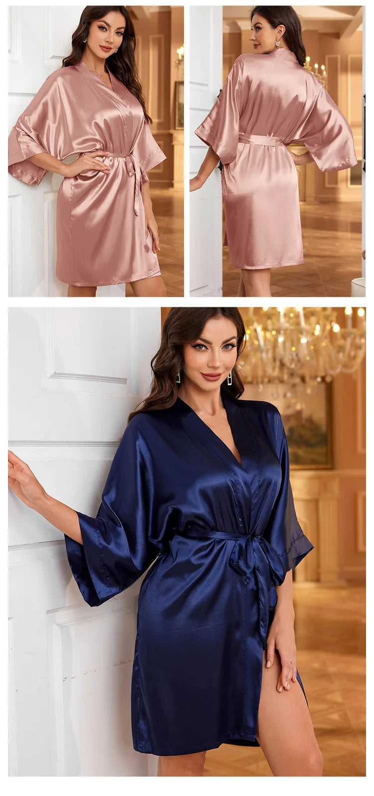 Summer Lace-Up Bathrobe Women – Sexy Ice Silk Gown & Morning Robe for Home - Urban Heaven Co