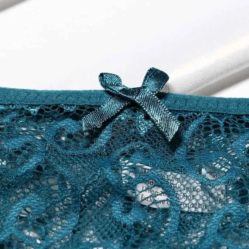 3PCS Lace Panties Set for Women - Sexy Transparent Floral Underwear with Bow and Hollow Out Design, Available in S, M, L, XL - Urban Heaven Co