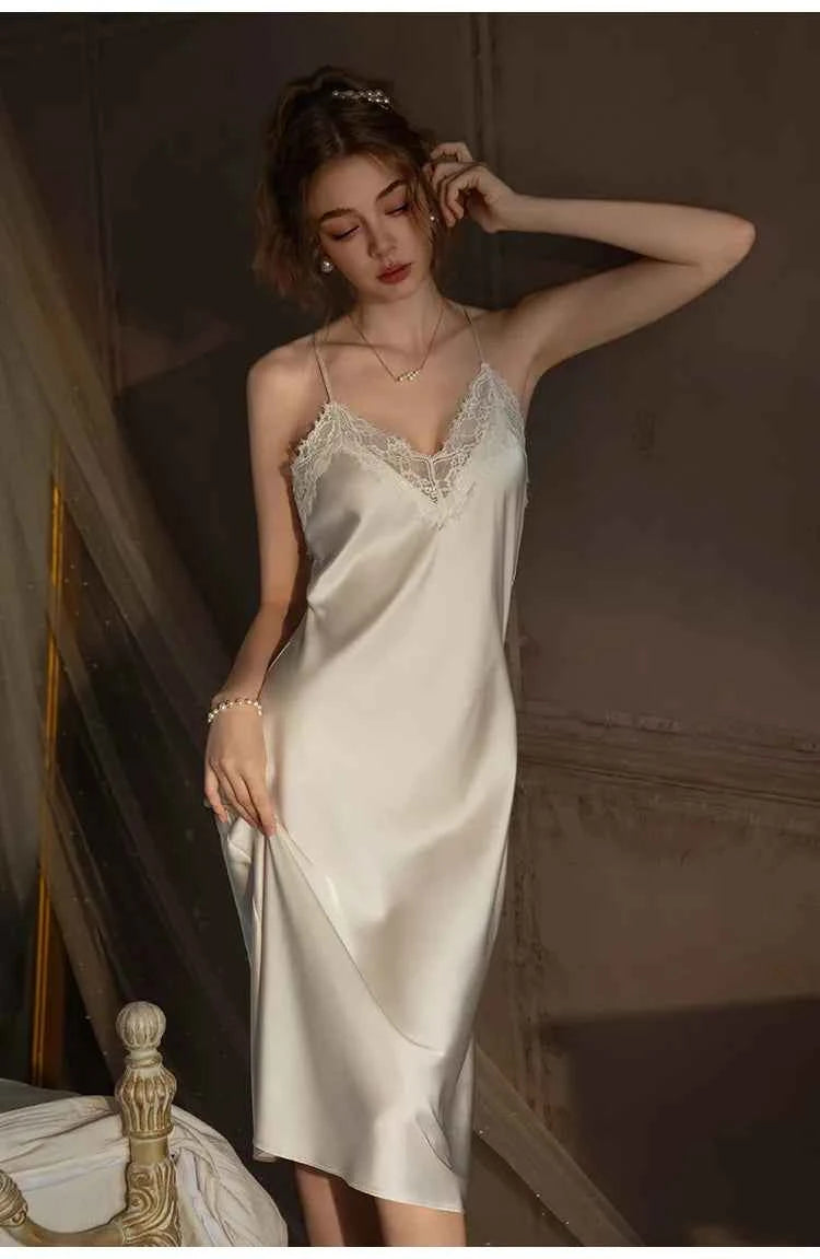 Plus Size Long 2PCS Robe Nightgown Set Pajama Elegant Kimono Bathrobe Gown Sleepwear Summer Sexy Women&