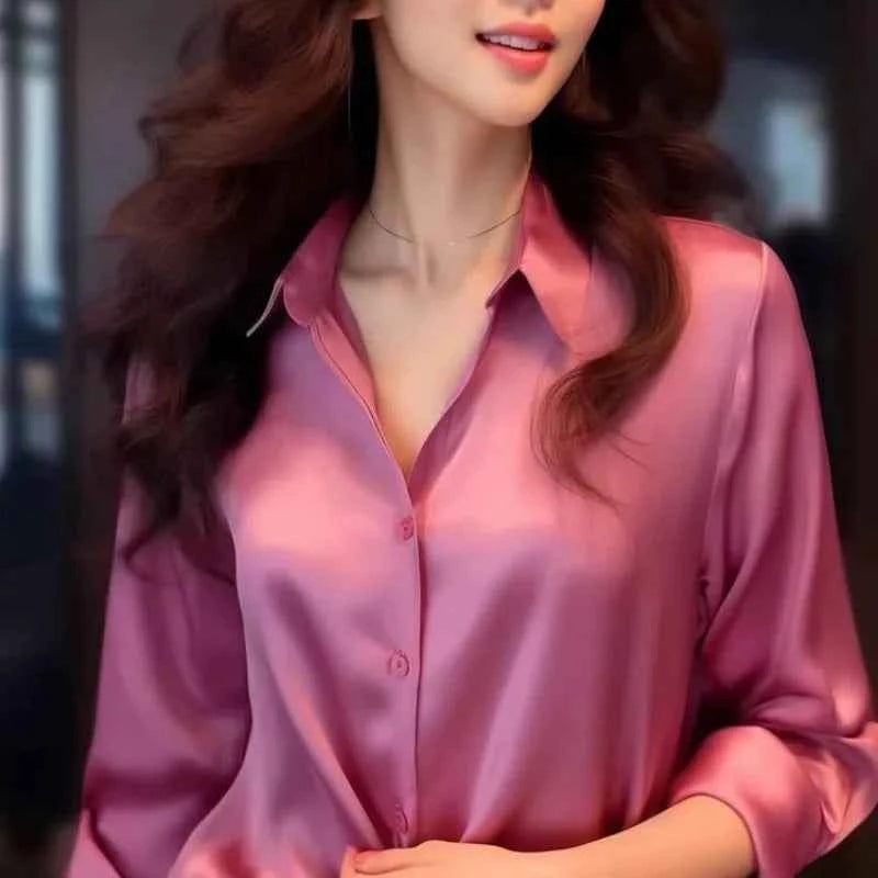 Elegant Purple Silk Blend Long Sleeve Women&
