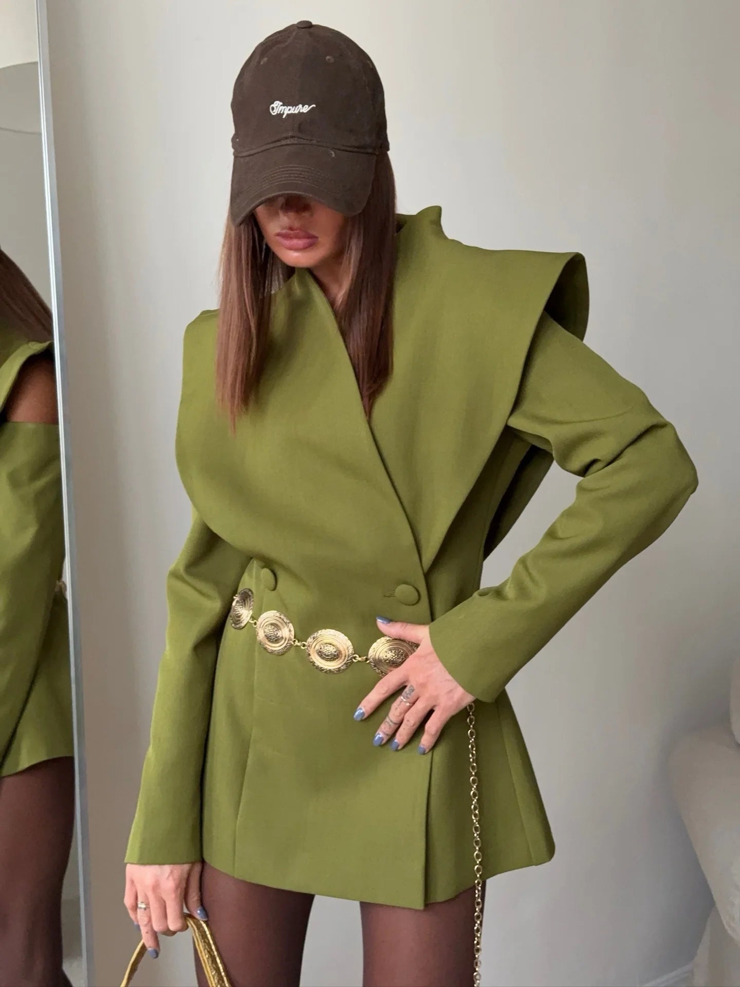 Avant-Garde Women Blazer Solid Jacket with Cutout Shoulders V-neck Full Sleeve for Spring Autumn Fashion Events and Street Style - Urban Heaven Co