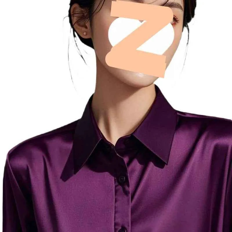 Elegant Purple Silk Blend Long Sleeve Women&