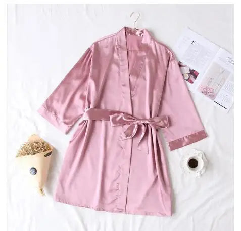 Summer Wedding Robe Satin Chinese Bride Nightgown Sexy Kimono Bathrobe Gown Negligee - Urban Heaven Co