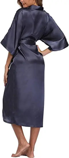 Plus Size Rayon Bathrobe Women’s Kimono Satin Long Robe Sexy Lingerie Classic Nightgown Sleepwear with Belt - Urban Heaven Co