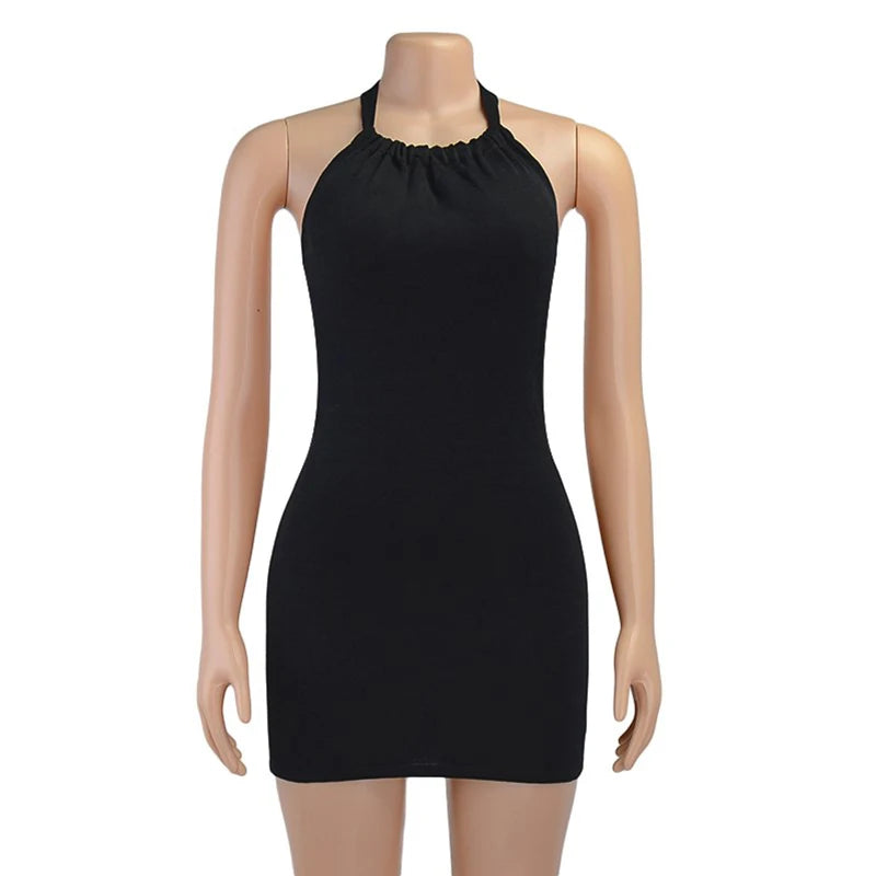 Black Halter Bodycon Dress Women - Sexy Hollow Out Backless Mini Dress - Urban Heaven Co