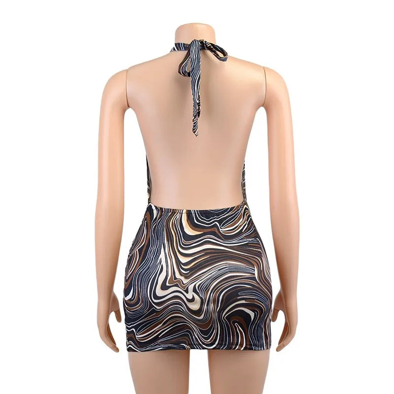 Black Halter Bodycon Dress Women - Sexy Hollow Out Backless Mini Dress - Urban Heaven Co