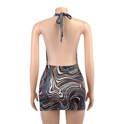 Black Halter Bodycon Dress Women - Sexy Hollow Out Backless Mini Dress - Urban Heaven Co