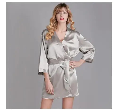 Summer Wedding Robe Satin Chinese Bride Nightgown Sexy Kimono Bathrobe Gown Negligee - Urban Heaven Co