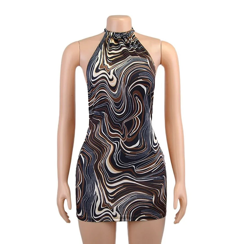 Black Halter Bodycon Dress Women - Sexy Hollow Out Backless Mini Dress - Urban Heaven Co