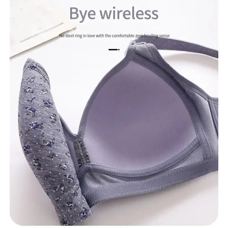 Bras for Women Comfortable Breathable Tops No Steel Ring Printed Bra Push Up Bra Gathering Large Size CD Cup Lingerie Brassiere - Urban Heaven Co