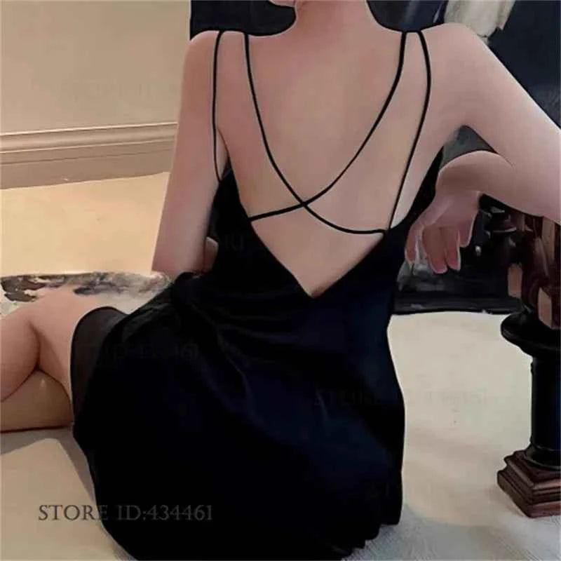 Sexy Lingerie Female Twinset Robe Set Nightgown Spring Summer New Backless Nightdress Sleepwear Loose Ice Silk Homewear Pajama - Urban Heaven Co