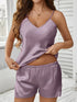Faux Silk Satin Pajama Set for Women with V-Neck Spaghetti Straps and Lace Stitching, Comfortable Two-Piece Sleepwear Nightwear - Urban Heaven Co