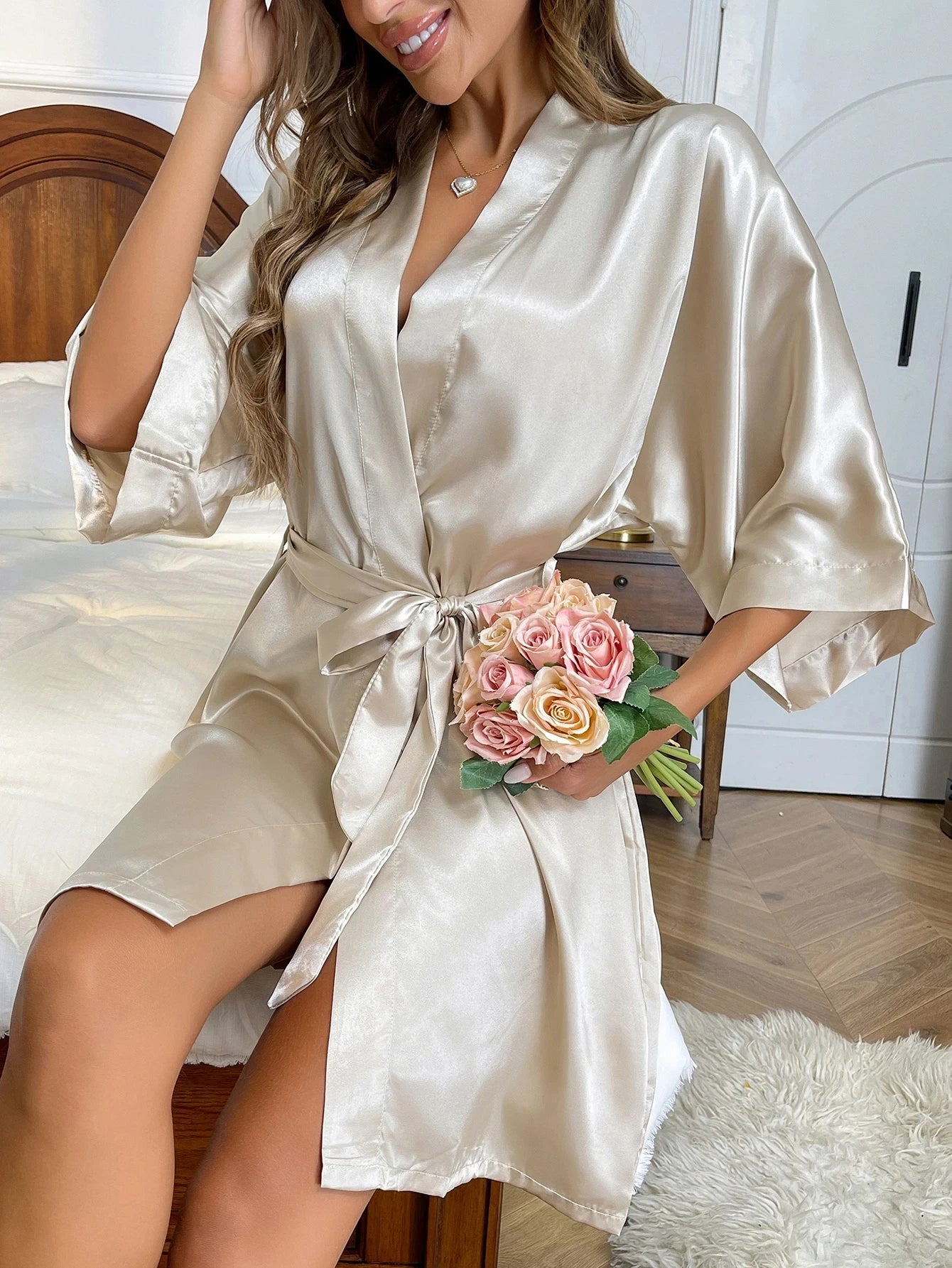 Silk Bathrobe for Women - Spring Summer Long Sexy Cardigan Home Dress - Urban Heaven Co