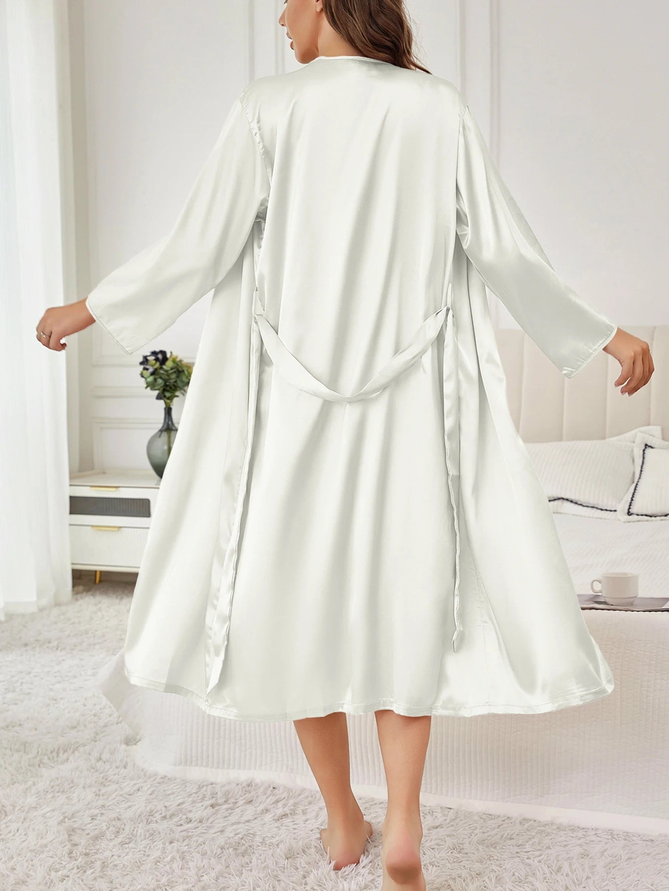 Womens Satin Robe - Elegant Belted Silky Comfort Bathrobe Loungewear - Urban Heaven Co