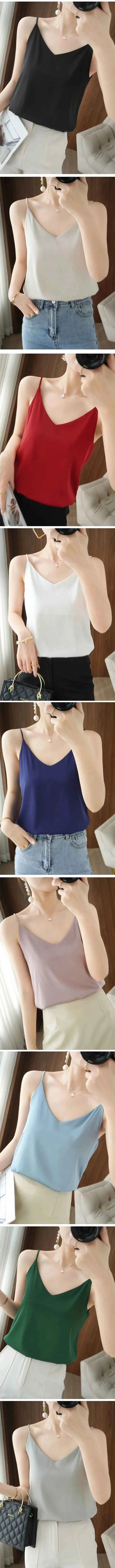 Sexy Strap Crop Top Women Halter V Neck Basic Cami Sleeveless Satin Silk Tube Tank Tops - Urban Heaven Co