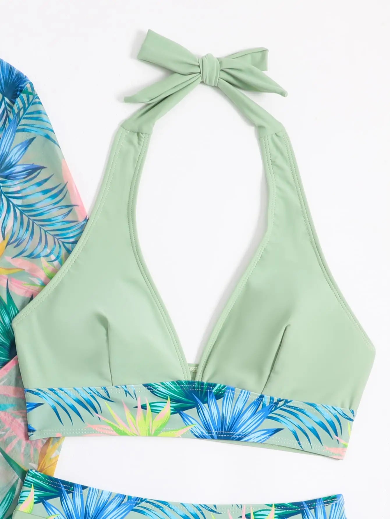 Halter Print Bikini Sets 3PCS Women Swimsuit With Kimono High Waist Swimwear Female Bathers Bathing Swimming Swim Suit Beachwear - Urban Heaven Co