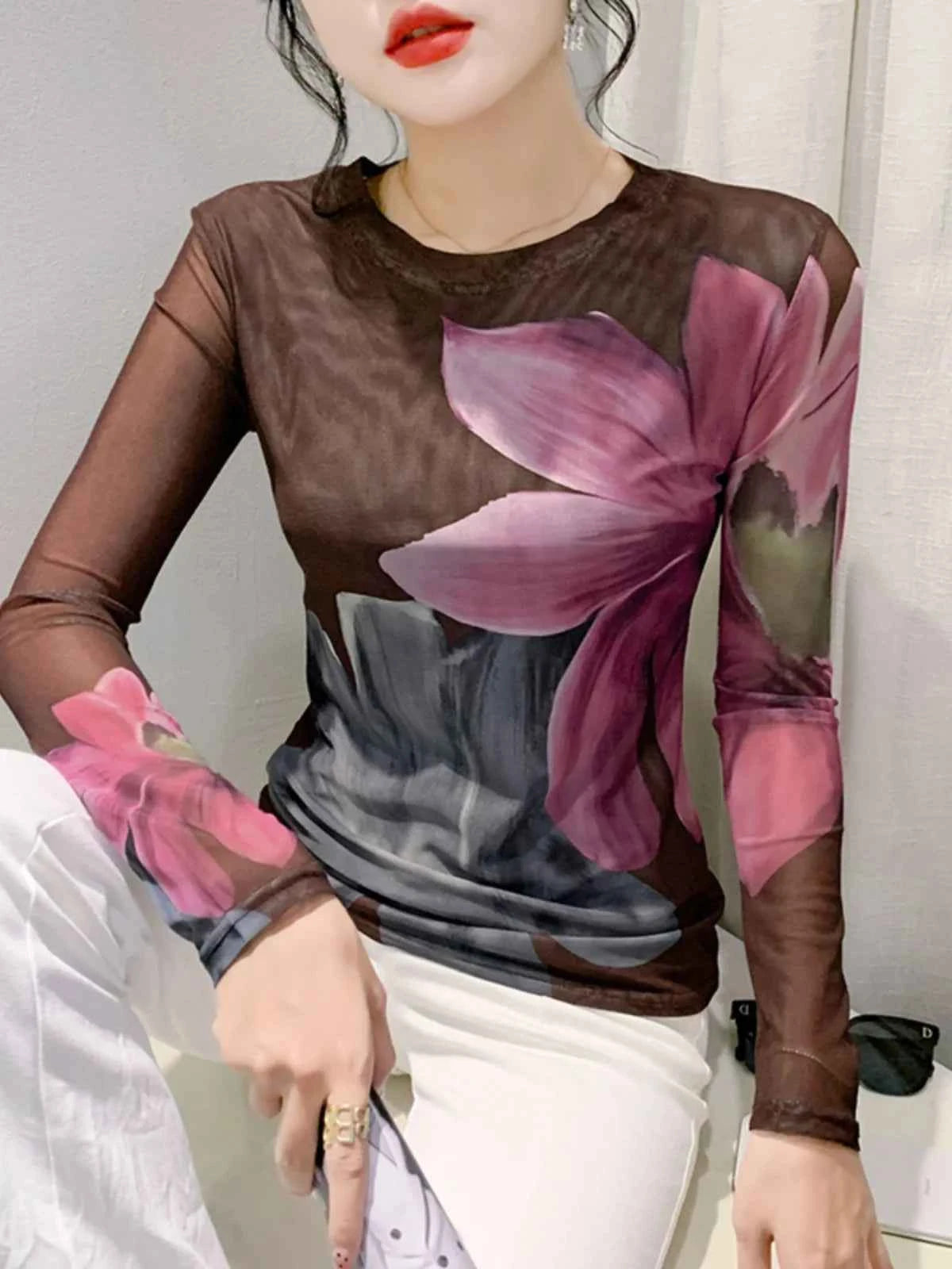 S-4XL Autumn Winter Double-Layer Mesh T-shirt Female. - Urban Heaven Co