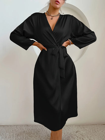 Womens Satin Robe - Elegant Belted Silky Comfort Bathrobe Loungewear - Urban Heaven Co