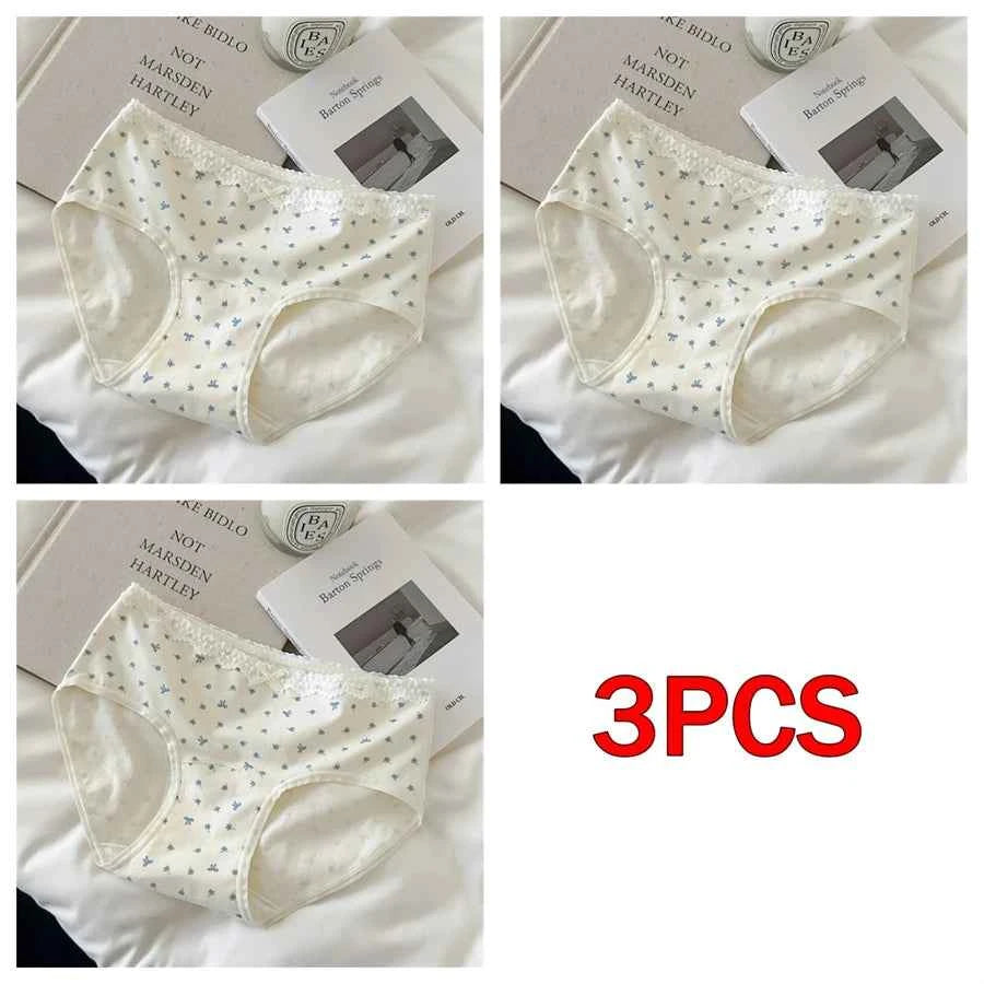 3 Pcs Set Autumn Lace Panties Set for Women - Floral Intimate Underwear - Trendy Patchwork Lace Briefs - Soft Lingerie for Females - Urban Heaven Co