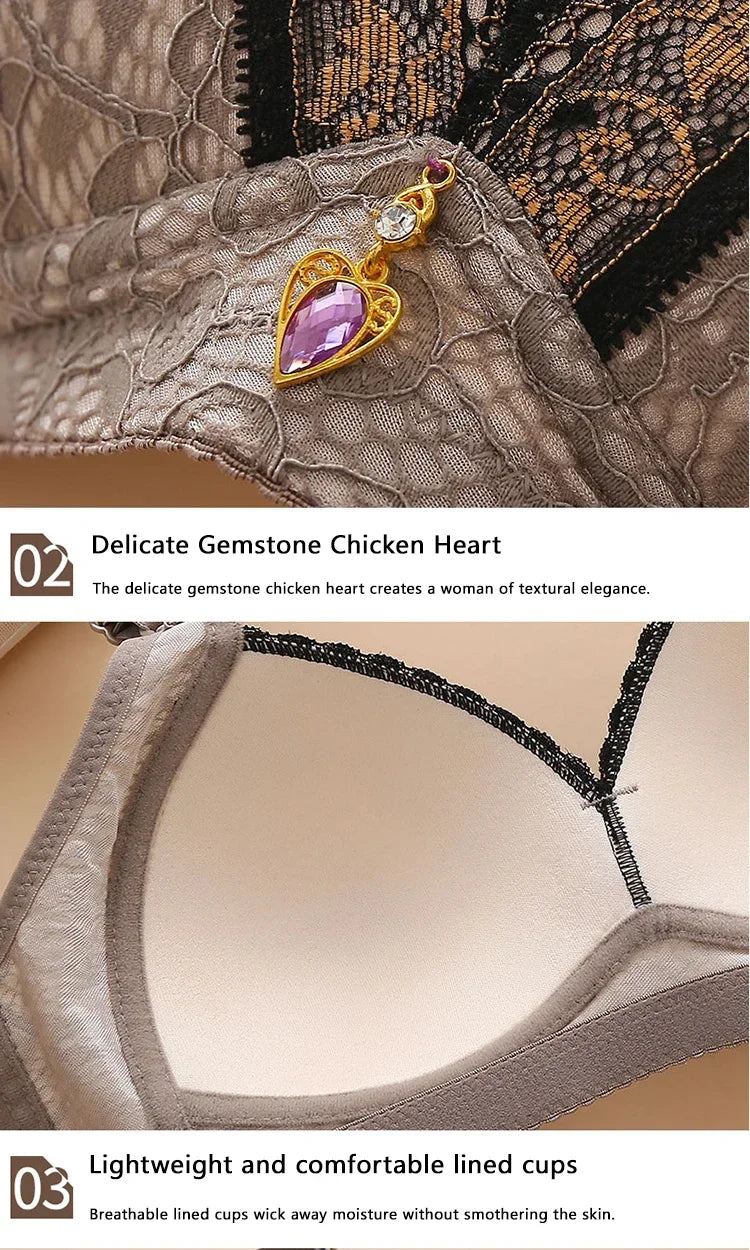 Women Adjustable Lace Bra V-neck Non Steel Ring Anti Sagging Comfortable Sexy Lingerie - Urban Heaven Co