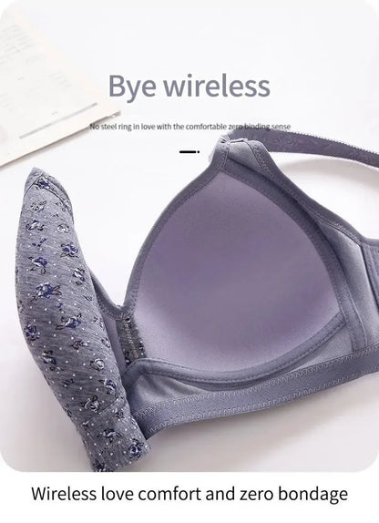 Bras for Women Comfortable Breathable Tops No Steel Ring Printed Bra Push Up Bra Gathering Large Size CD Cup Lingerie Brassiere - Urban Heaven Co