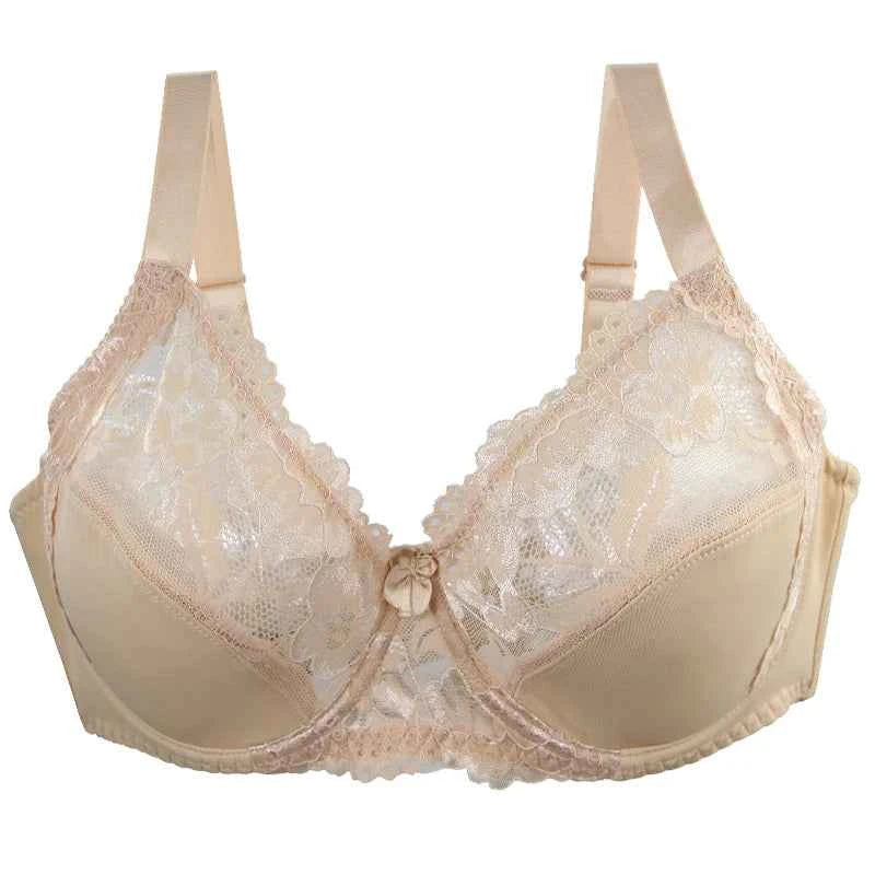 New European American Large Size Lace Bra for Women with Adjustable Steel Ring and Gathered Design - Urban Heaven Co