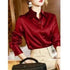 Elegant Purple Silk Blend Long Sleeve Women&