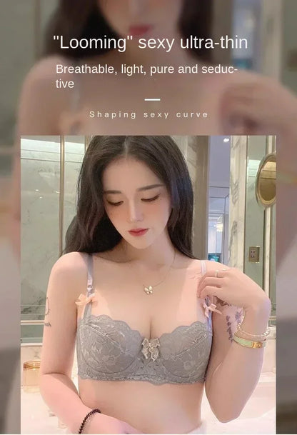 MOYISU French Romantic Lace Comfortable Breathable Sexy Tushy Slim Bra - Urban Heaven Co