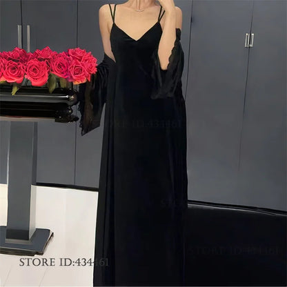 Burgundy Velvet Bride Wedding Long Robe Nightgown Set Negligee Elegant Lace Backless Nightdress Bathrobe Homewear Sexy Lingerie - Urban Heaven Co