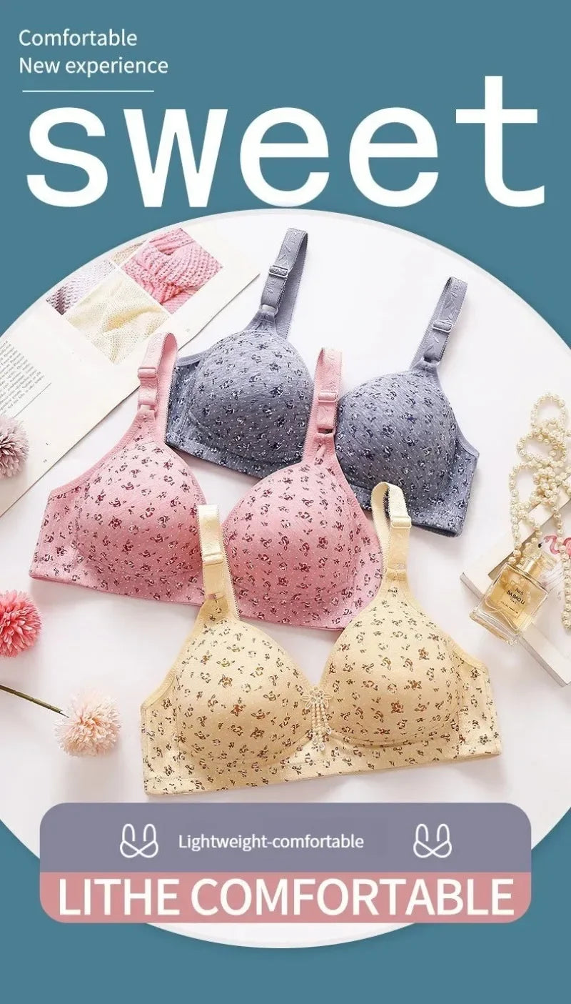 Bras for Women Comfortable Breathable Tops No Steel Ring Printed Bra Push Up Bra Gathering Large Size CD Cup Lingerie Brassiere - Urban Heaven Co