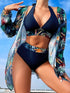Halter Print Bikini Sets 3PCS Women Swimsuit With Kimono High Waist Swimwear Female Bathers Bathing Swimming Swim Suit Beachwear - Urban Heaven Co