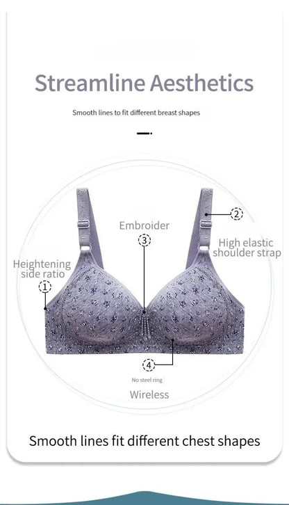 Bras for Women Comfortable Breathable Tops No Steel Ring Printed Bra Push Up Bra Gathering Large Size CD Cup Lingerie Brassiere - Urban Heaven Co
