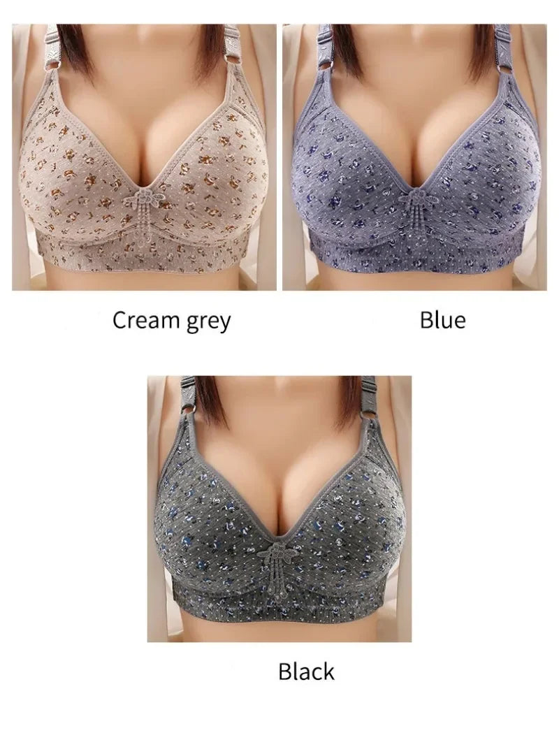Bras for Women Comfortable Breathable Tops No Steel Ring Printed Bra Push Up Bra Gathering Large Size CD Cup Lingerie Brassiere - Urban Heaven Co