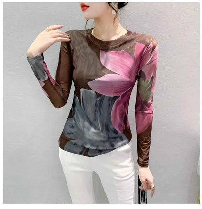 S-4XL Autumn Winter Double-Layer Mesh T-shirt Female. - Urban Heaven Co