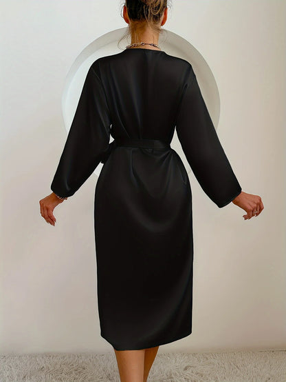 Womens Satin Robe - Elegant Belted Silky Comfort Bathrobe Loungewear - Urban Heaven Co