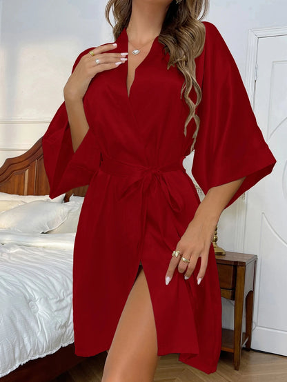 Silk Bathrobe for Women - Spring Summer Long Sexy Cardigan Home Dress - Urban Heaven Co