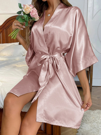 Silk Bathrobe for Women - Spring Summer Long Sexy Cardigan Home Dress - Urban Heaven Co